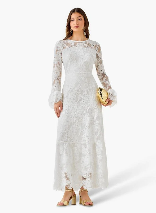 سبلاش فيڤ Lace Women Dress with Bell Sleeves